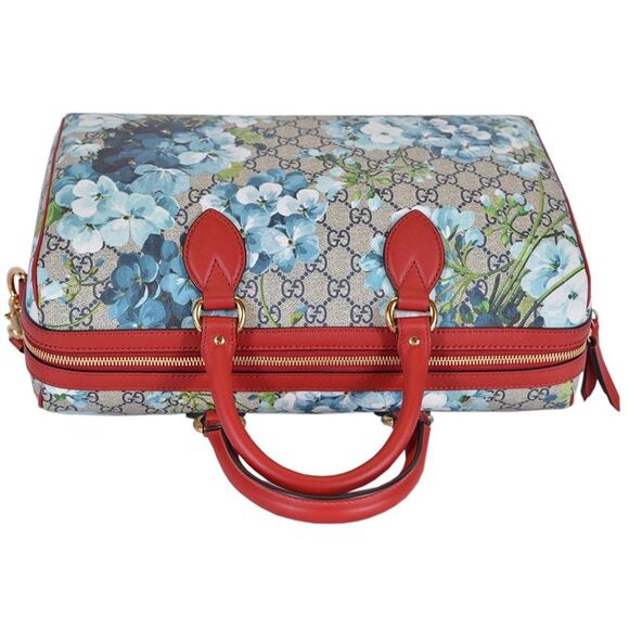 Gucci Blue GG Blooms Coated Canvas Medium Boston Top Handle Bag - Picture 4 of 7